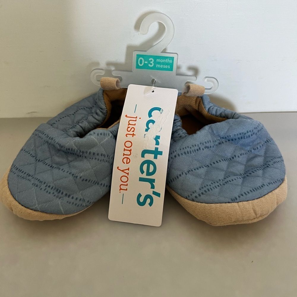 Baby boy quilted blue shoes 0-3 months